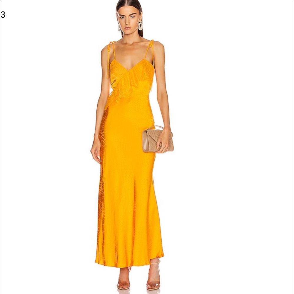 SELF-PORTRAIT Orange Lace Frilled Jacquard Dress